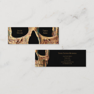 Gothic Human Skull Face Brown Green Tattoo Shop Mini Visitekaartje