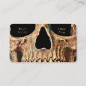 Gothic Human Skull Face Brown Green Tattoo Shop Visitekaartje (Voorkant)
