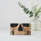 Gothic Human Skull Face Brown Green Tattoo Shop Visitekaartje (Staand voorkant)