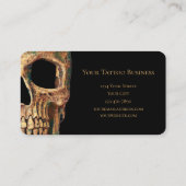 Gothic Human Skull Face Brown Green Tattoo Shop Visitekaartje (Achterkant)