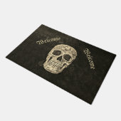 Gothic Human Skull Head Beige Black Deurmat (Schuin)