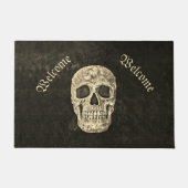 Gothic Human Skull Head Beige Black Deurmat (Voorkant)