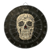Gothic Human Skull Texture Black and beige Grunge Dartbord (Voorkant)