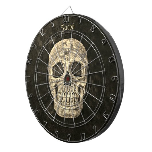 Gothic Human Skull Texture Black and beige Grunge Dartbord (Voorkant Rechts)