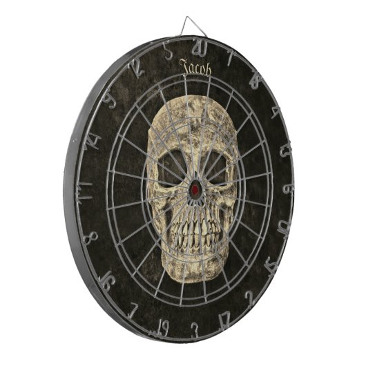 Gothic Human Skull Texture Black and beige Grunge Dartbord (Voorkant Links)