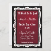 Gothic huwelijksuitnodiging in zwart en rood kaart (Voorkant)