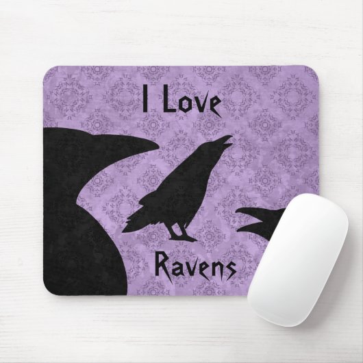 Gothic I Love ravens Muismat (Met muis)