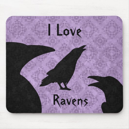 Gothic I Love ravens Muismat (Voorkant)