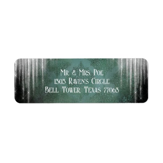 Gothic Iced Aqua Green Damask Etiket (Voorkant)