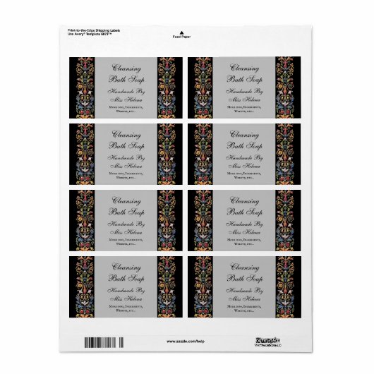 Gothic Illuminated Art Editable Soap Label (Full Sheet)