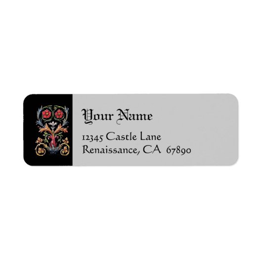 Gothic Illuminated Floral Art Return Address Label (Voorkant)
