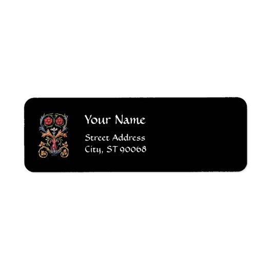 Gothic Illuminated Floral Art Return Address Label (Voorkant)