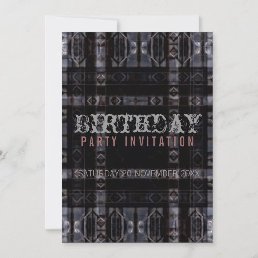 Gothic Industrial Dark Birthday Party Invitation Kaart (Voorkant)