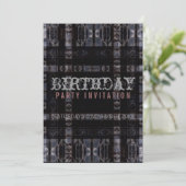 Gothic Industrial Dark Birthday Party Invitation Kaart (Staand voorkant)