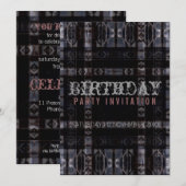 Gothic Industrial Dark Birthday Party Invitation Kaart (Voorkant / Achterkant)