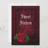 Gothic ingelijst Damask & Red Rose Sweet 16 Kaart (Voorkant)