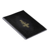 Gothic Inverted Gold Cross Black Faux Leather Notitieboek (Rechterzijde)