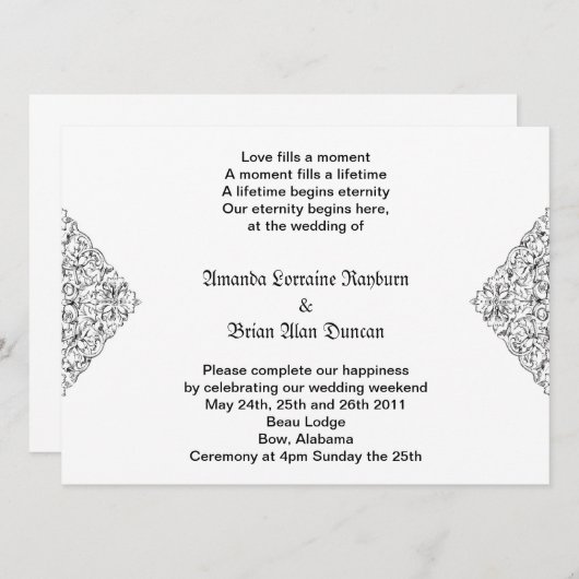 Gothic Invitation Kaart (Voorkant / Achterkant)