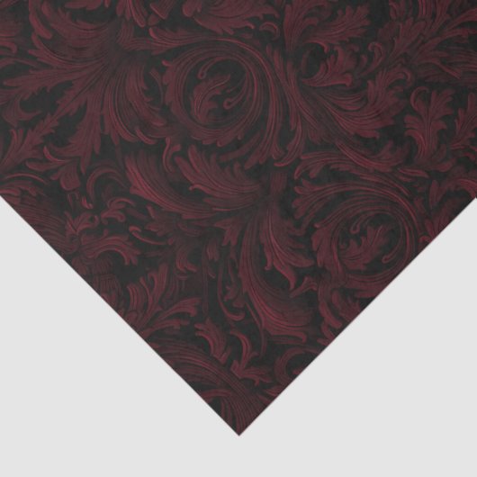 Gothic Jacquard Swirls Decoupage - Donkerrood Zwar Tissuepapier (Detail)