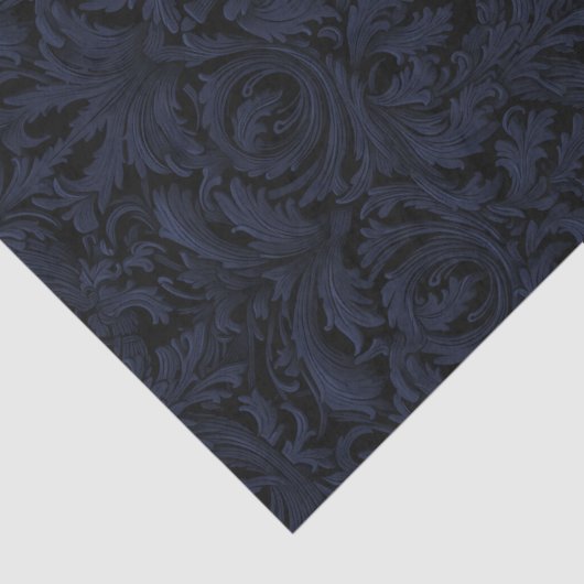 Gothic Jacquard Swirls Decoupage - Dusky Blue Tissuepapier (Detail)