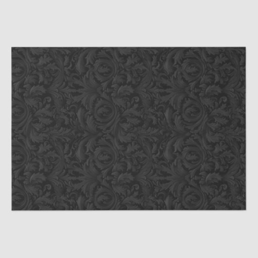 Gothic Jacquard Swirls Decoupage - Zwart en Grijs Tissuepapier (Voorkant)