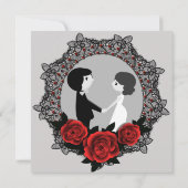 Gothic Jeweled Rozen Lace Cameo Uitnodiging (Achterkant)