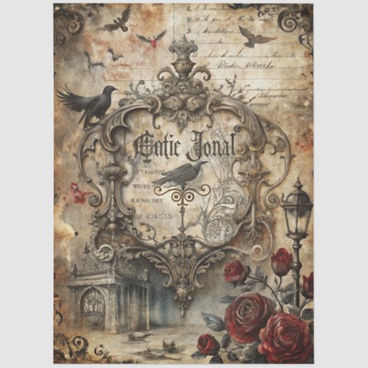 Gothic Junk Journal Serie Ontwerp 16 Tissuepapier (Voorkant)