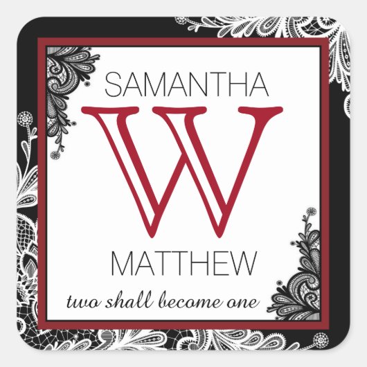 Gothic kant bruiloft cadeau label (Voorkant)