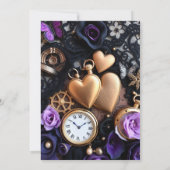 Gothic Kant, Rozen en zakhorloges Huwelijk Kaart (Achterkant)