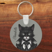 Gothic kat- en muisnaam gepersonaliseerde aangepas sleutelhanger (Voorkant)