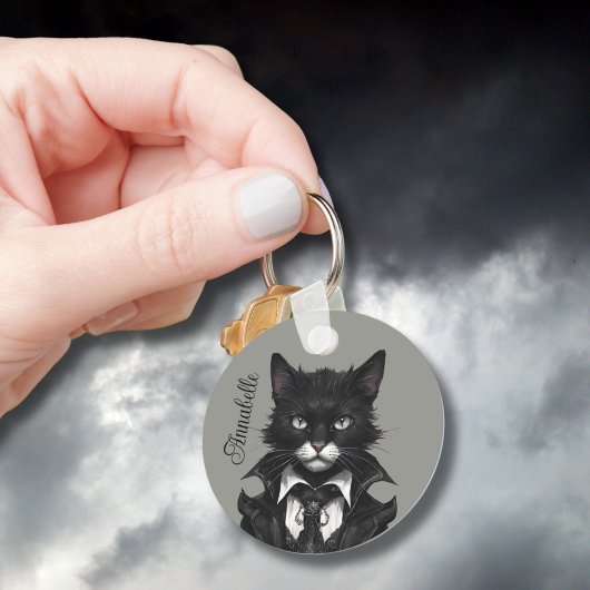 Gothic kat- en muisnaam gepersonaliseerde aangepas sleutelhanger