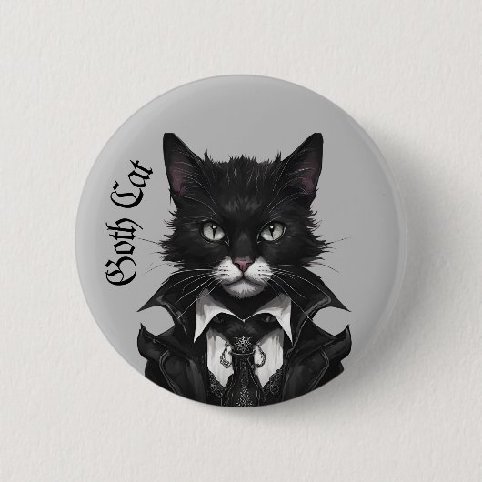 Gothic kat Gothic grunge Witchy Ronde Button 5,7 Cm (Voorkant)