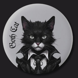 Gothic kat Gothic grunge Witchy Ronde Button 5,7 Cm