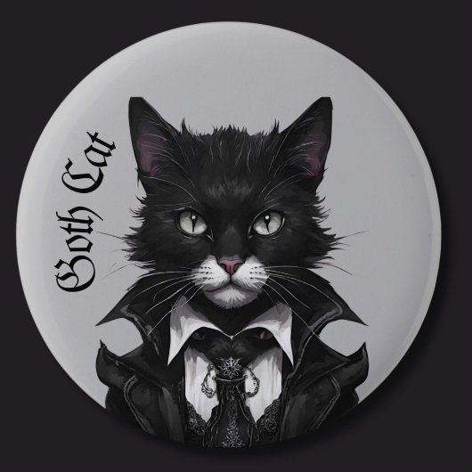 Gothic kat Gothic grunge Witchy Ronde Button 5,7 Cm