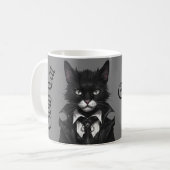 Gothic kat met Muis Gepersonaliseerde Naam Donker Koffiemok (Voorkant links)