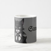 Gothic kat met Muis Gepersonaliseerde Naam Donker Koffiemok (Center)