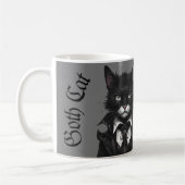Gothic kat met Muis Gepersonaliseerde Naam Donker Koffiemok (Links)