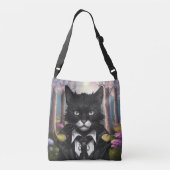 Gothic kat pastel bos gotisch sprookje crossbody tas (Achterkant)