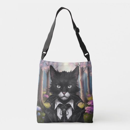 Gothic kat pastel bos gotisch sprookje crossbody tas (Achterkant)