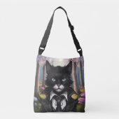 Gothic kat pastel bos gotisch sprookje crossbody tas (Voorkant)