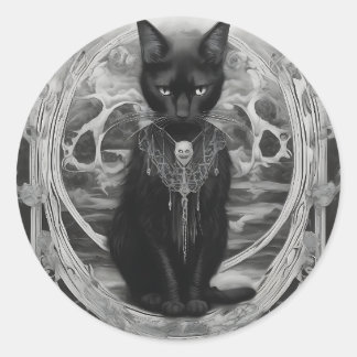 Gothic Kat Ronde Sticker