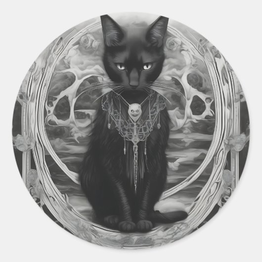 Gothic Kat Ronde Sticker (Voorkant)