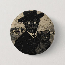Gothic Kat Vincent Van Gogh Zwart Ronde Button 5,7 Cm