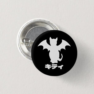 GOTHIC KAT VLEERMUIS KAT JAPANSE PIN RONDE BUTTON 3,2 CM