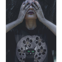 Gothic kattenbloemen t-shirt