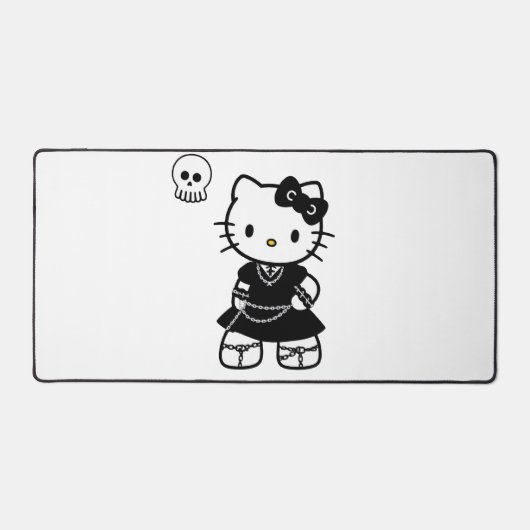 Gothic Kawaii Kitty – Emo Aesthetic Desk Mat (Voorkant)