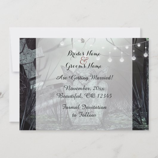 Gothic Kerkhof Save the Date Trouwkaart Kaart (Achterkant)