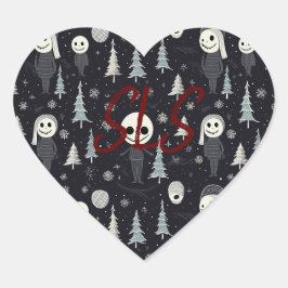 Gothic Kerst Initiaal Hart Sticker