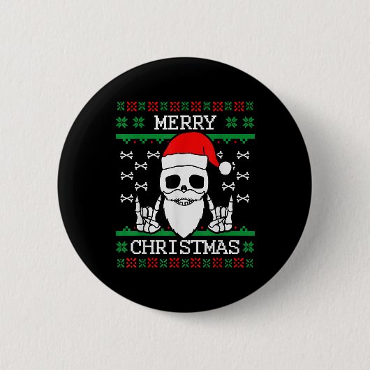Gothic kerst Ugly Skull Rock met kerstcadeaus Ronde Button 5,7 Cm (Voorkant)