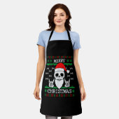 Gothic kerst Ugly Skull Rock met kerstcadeaus Schort (Gedragen)